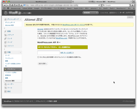 WordPress スパム対策 AKismet 12