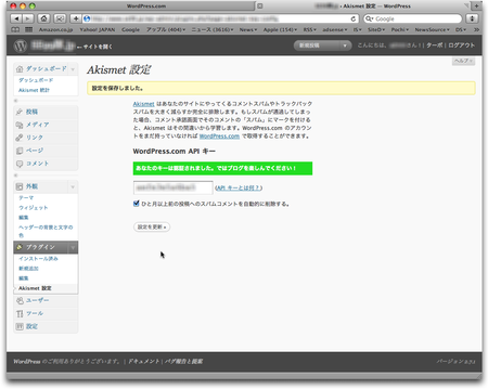 WordPress スパム対策 AKismet 14