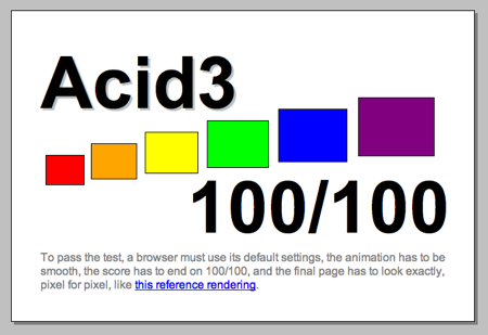 合格画面 Acid3 テスト アシッドスリー